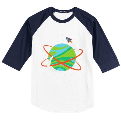 Spacecraft Approaching A Distant Exoplanet Baseball Sleeve Shirt