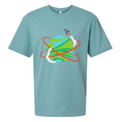 Spacecraft Approaching A Distant Exoplanet Sueded Cloud Jersey T-Shirt