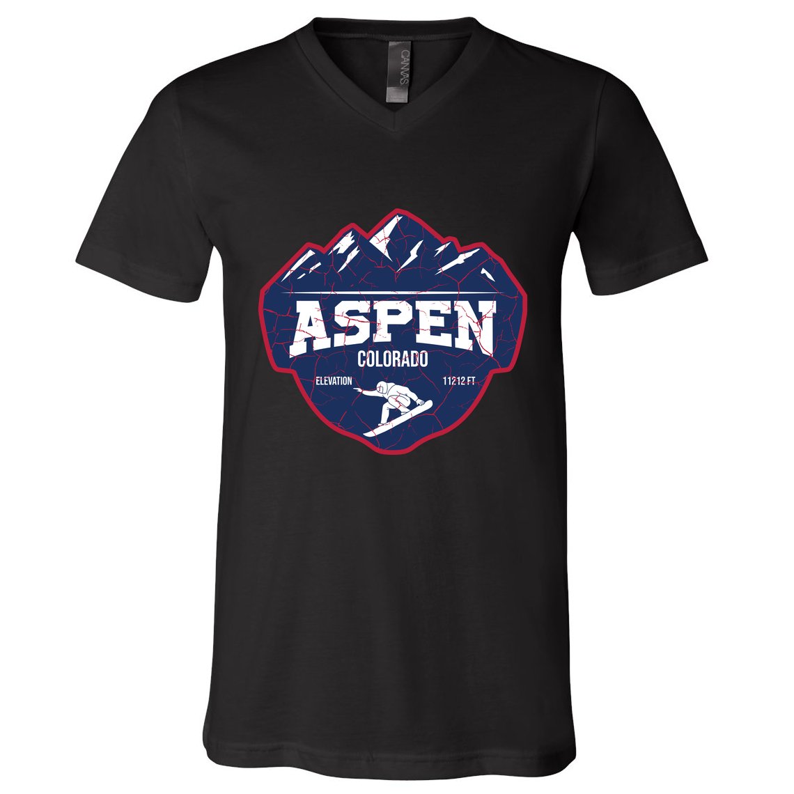 Ski At Aspen Colorado Grunge Style V-Neck T-Shirt