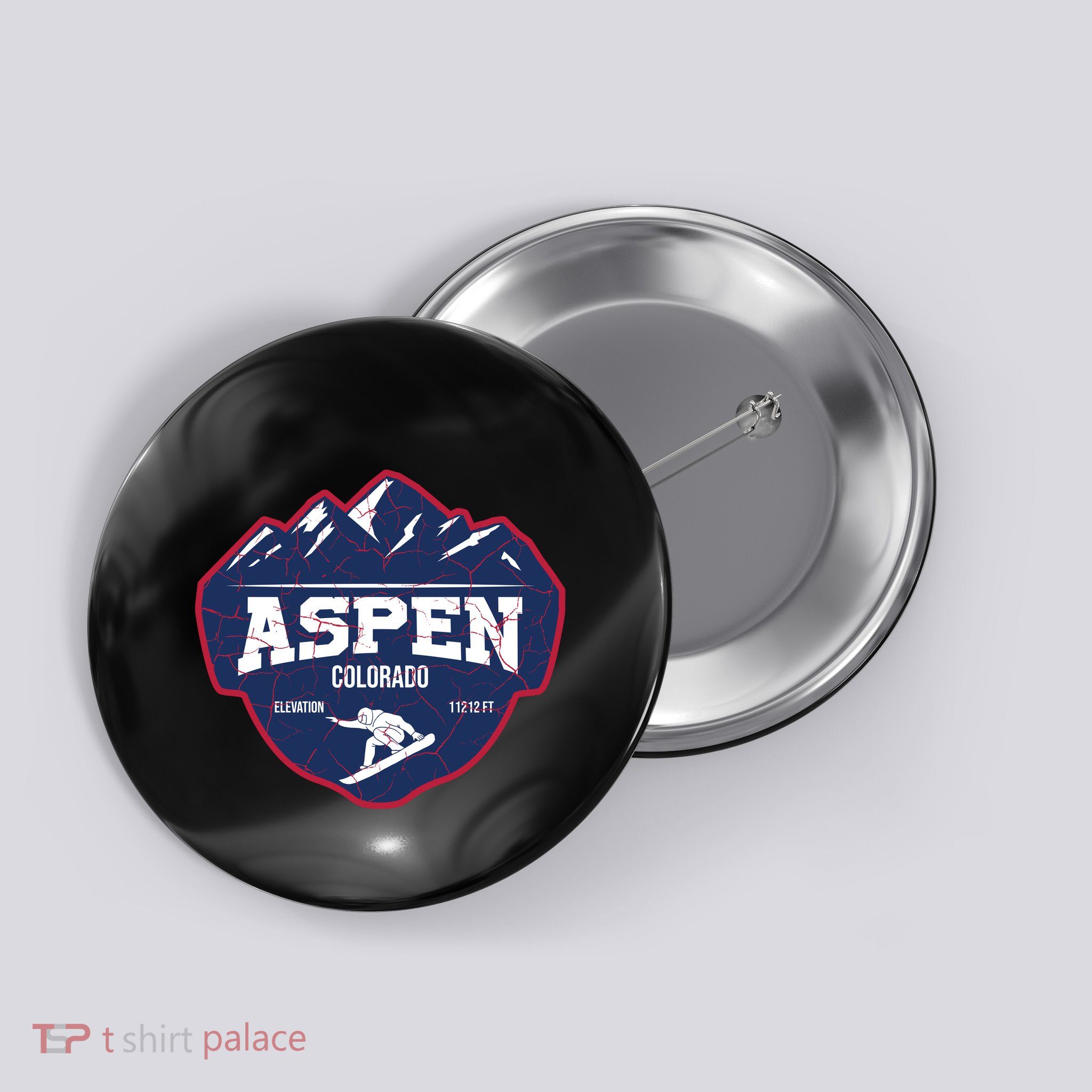 Ski At Aspen Colorado Grunge Style Button