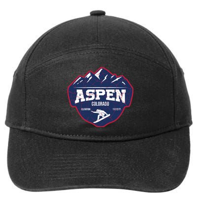 Ski At Aspen Colorado Grunge Style 7-Panel Snapback Hat