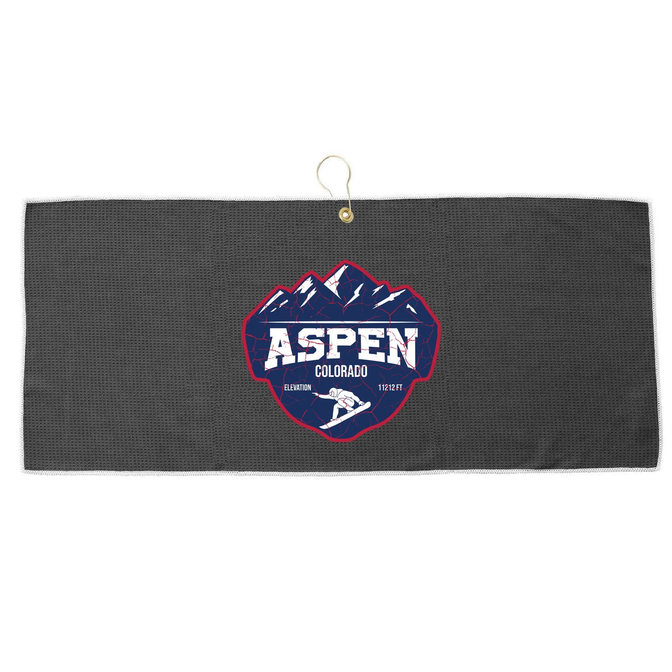 Ski At Aspen Colorado Grunge Style Large Microfiber Waffle Golf Towel