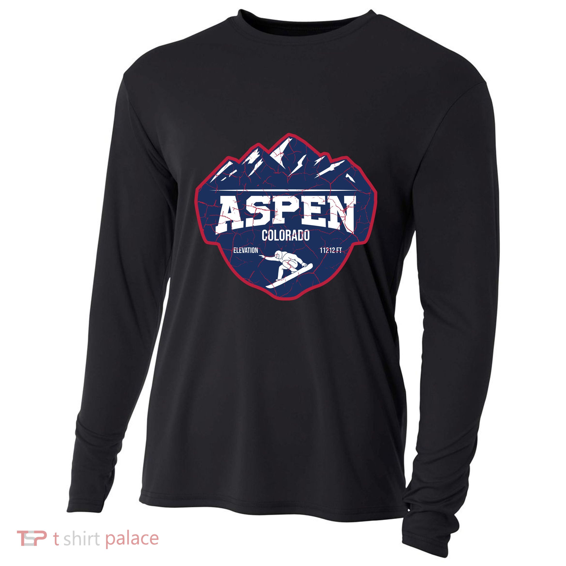 Ski At Aspen Colorado Grunge Style Cooling Performance Long Sleeve Crew
