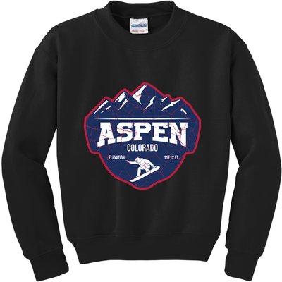 Ski At Aspen Colorado Grunge Style Kids Sweatshirt