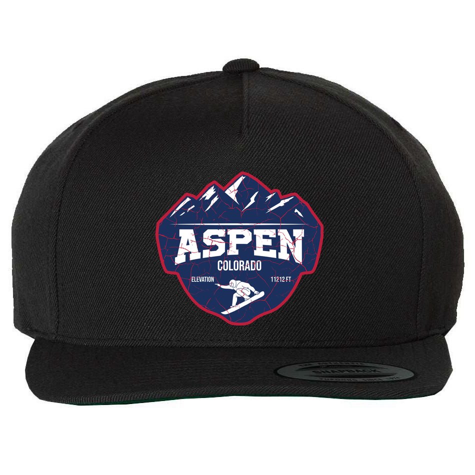 Ski At Aspen Colorado Grunge Style Wool Snapback Cap