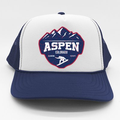 Ski At Aspen Colorado Grunge Style Trucker Hat