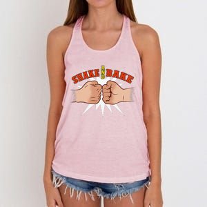 Shake And Bake Retro Pop Culture Humor Women's Knotted Racerback Tank