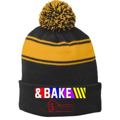 Shake And Bake Funny Family Matching Lover Dad Daughter Son Stripe Pom Pom Beanie