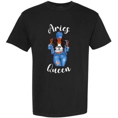 Streetwise Aries Black Queen Afro Wo Zodiac Birthday Garment-Dyed Heavyweight T-Shirt