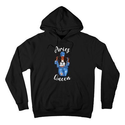 Streetwise Aries Black Queen Afro Wo Zodiac Birthday Hoodie