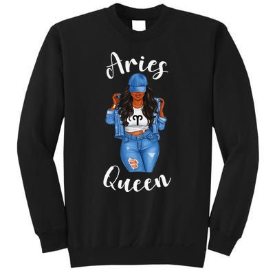 Streetwise Aries Black Queen Afro Wo Zodiac Birthday Sweatshirt