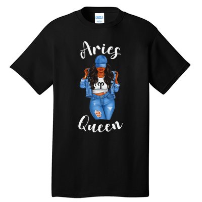 Streetwise Aries Black Queen Afro Wo Zodiac Birthday Tall T-Shirt