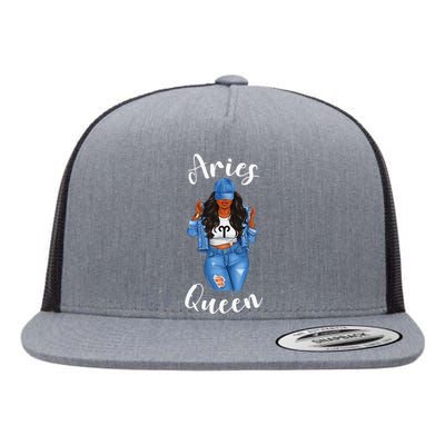 Streetwise Aries Black Queen Afro Wo Zodiac Birthday Flat Bill Trucker Hat