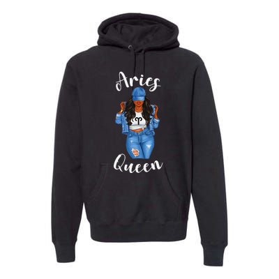 Streetwise Aries Black Queen Afro Wo Zodiac Birthday Premium Hoodie