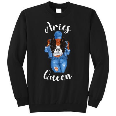 Streetwise Aries Black Queen Afro Wo Zodiac Birthday Tall Sweatshirt