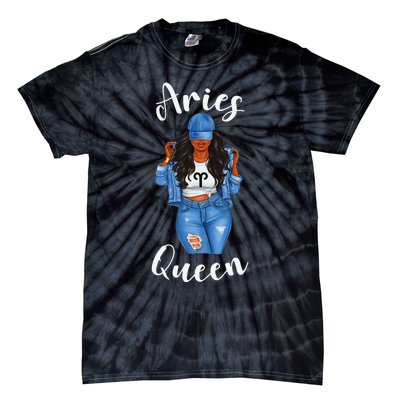 Streetwise Aries Black Queen Afro Wo Zodiac Birthday Tie-Dye T-Shirt