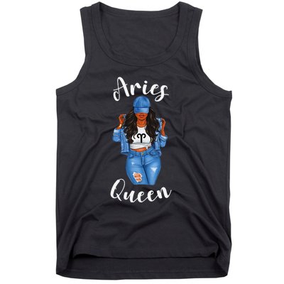 Streetwise Aries Black Queen Afro Wo Zodiac Birthday Tank Top