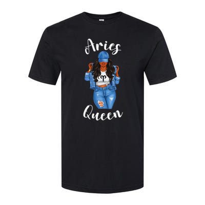 Streetwise Aries Black Queen Afro Wo Zodiac Birthday Softstyle CVC T-Shirt