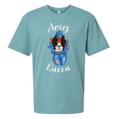 Streetwise Aries Black Queen Afro Wo Zodiac Birthday Sueded Cloud Jersey T-Shirt