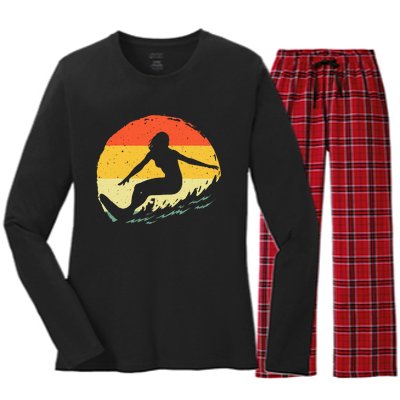 Surf Art Beach Surfer Hawaiian Wave Surfing Women's Long Sleeve Flannel Pajama Set 