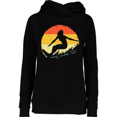 Surf Art Beach Surfer Hawaiian Wave Surfing Womens Funnel Neck Pullover Hood