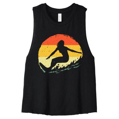 Surf Art Beach Surfer Hawaiian Wave Surfing Women's Racerback Cropped Tank