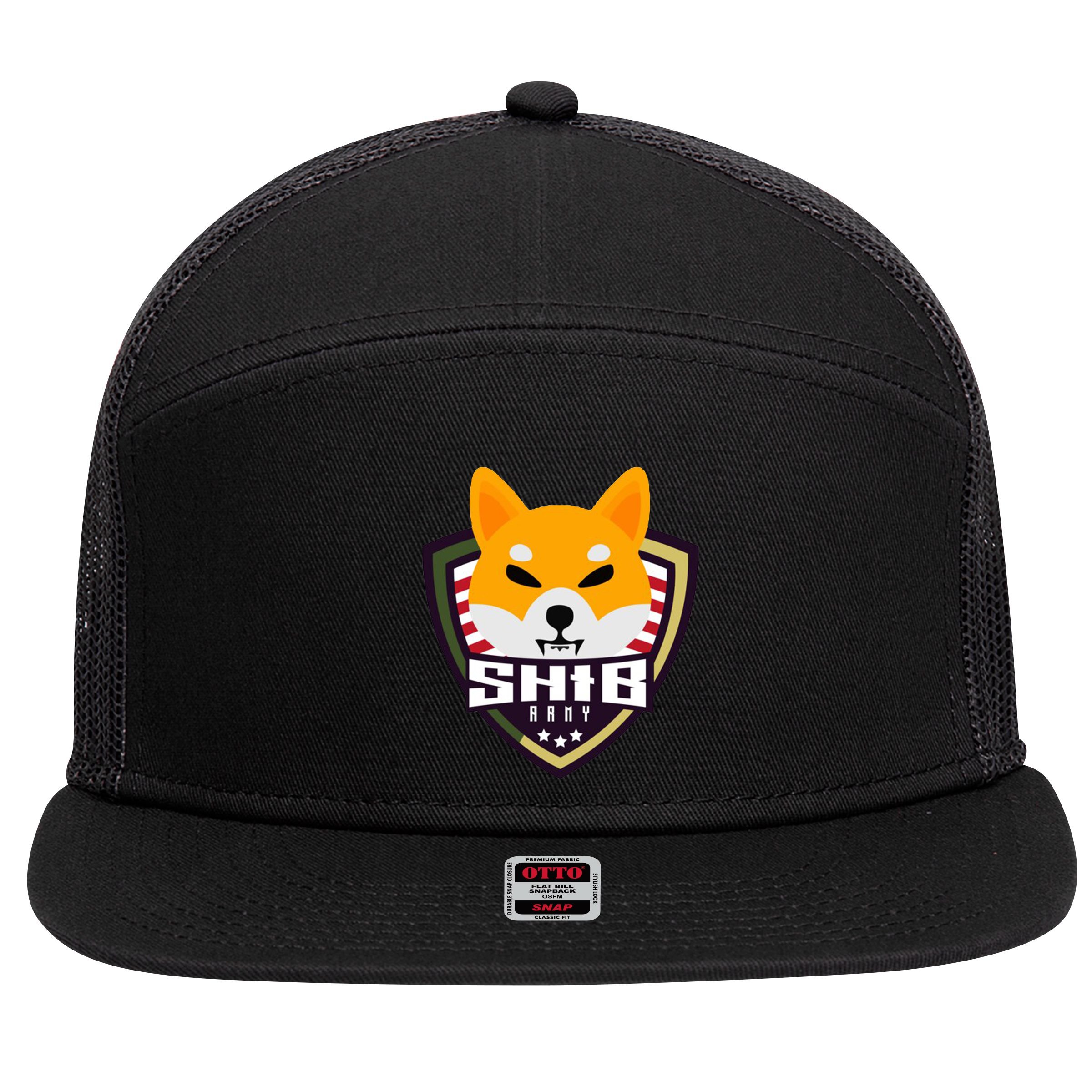 Shiba Army Badge Crest 7 Panel Mesh Trucker Snapback Hat