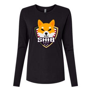 Shiba Army Badge Crest Womens Cotton Relaxed Long Sleeve T-Shirt