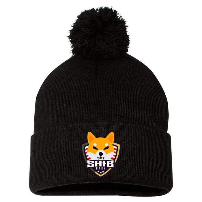 Shiba Army Badge Crest Pom Pom 12in Knit Beanie