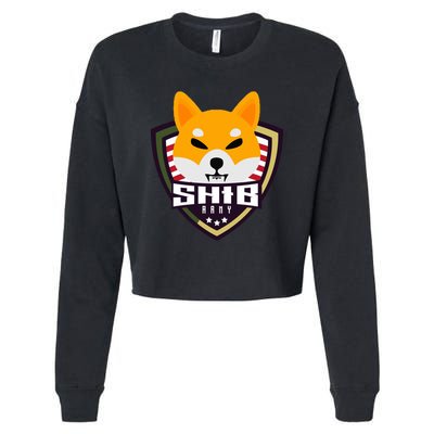 Shiba Army Badge Crest Cropped Pullover Crew