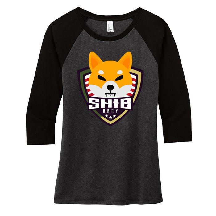 Shiba Army Badge Crest Women's Tri-Blend 3/4-Sleeve Raglan Shirt