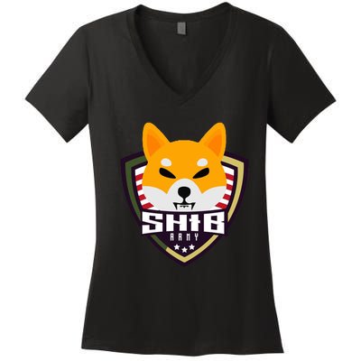 Shiba Army Badge Crest Women's V-Neck T-Shirt