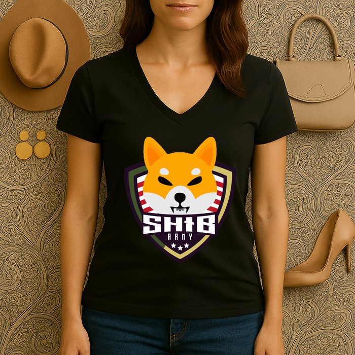 Shiba Army Badge Crest Women's V-Neck T-Shirt