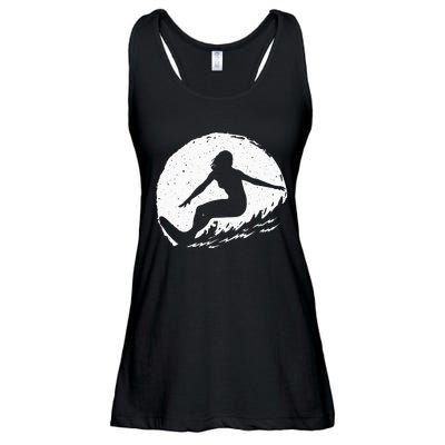 Surf Art Beach Surfer Hawaiian Wave Surfing Ladies Essential Flowy Tank