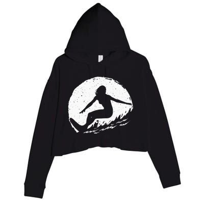 Surf Art Beach Surfer Hawaiian Wave Surfing Crop Fleece Hoodie