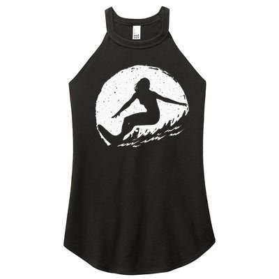 Surf Art Beach Surfer Hawaiian Wave Surfing Women’s Perfect Tri Rocker Tank