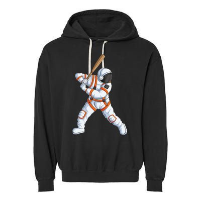 Space Astronaut Baseball Funny Baseball Player Garment-Dyed Fleece Hoodie