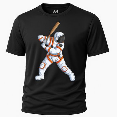 Space Astronaut Baseball Funny Baseball Player Cooling Performance Crew T-Shirt