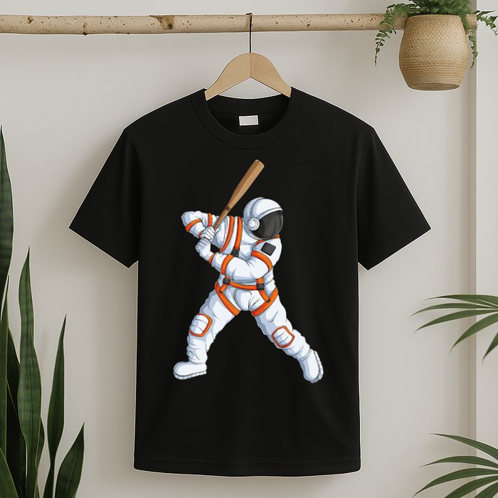 Space Astronaut Baseball Funny Baseball Player T-Shirt