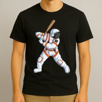 Space Astronaut Baseball Funny Baseball Player T-Shirt