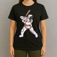 Space Astronaut Baseball Funny Baseball Player T-Shirt