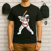 Space Astronaut Baseball Funny Baseball Player T-Shirt
