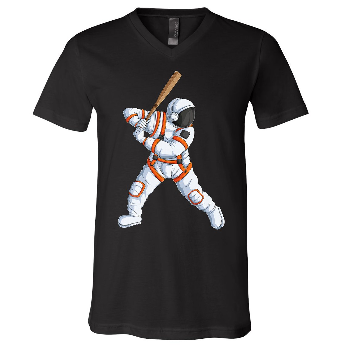 Space Astronaut Baseball Funny Baseball Player V-Neck T-Shirt