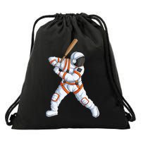 Space Astronaut Baseball Funny Baseball Player Drawstring Bag