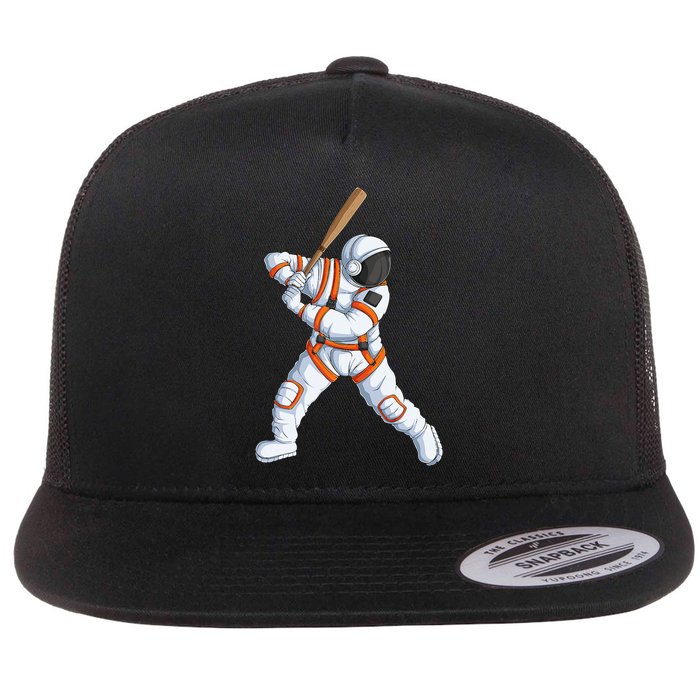 Space Astronaut Baseball Funny Baseball Player Flat Bill Trucker Hat