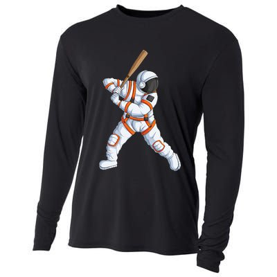 Space Astronaut Baseball Funny Baseball Player Cooling Performance Long Sleeve Crew