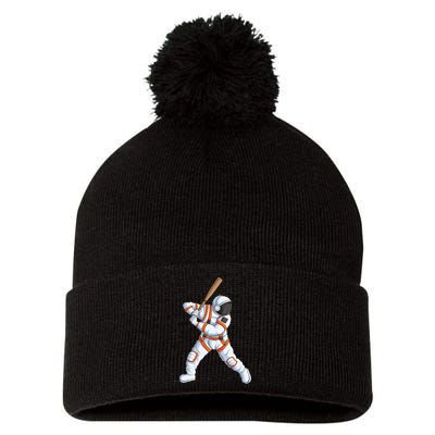 Space Astronaut Baseball Funny Baseball Player Pom Pom 12in Knit Beanie