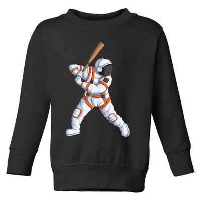 Space Astronaut Baseball Funny Baseball Player Toddler Sweatshirt