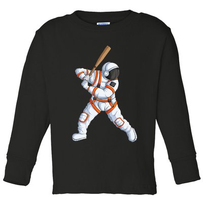 Space Astronaut Baseball Funny Baseball Player Toddler Long Sleeve Shirt