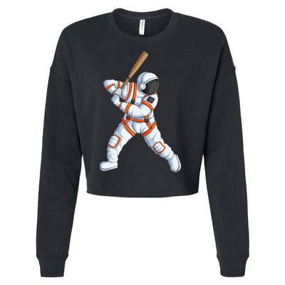 Space Astronaut Baseball Funny Baseball Player Cropped Pullover Crew
